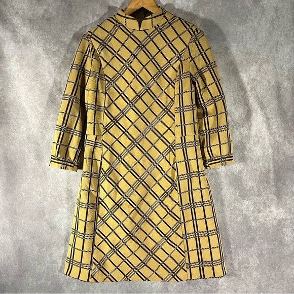 Burt Stanley Dresses & Skirts - Vintage Burt Stanley Midi Dress Small S Yellow Black Stripe 60s Mod **See Desc**